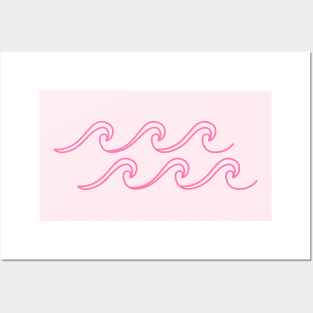 Cute Pink Sea Waves Posters and Art